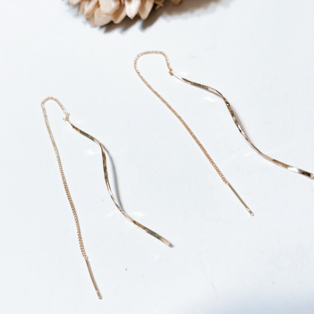 Twist gold threader earrings M271 - Picture 4 of 4